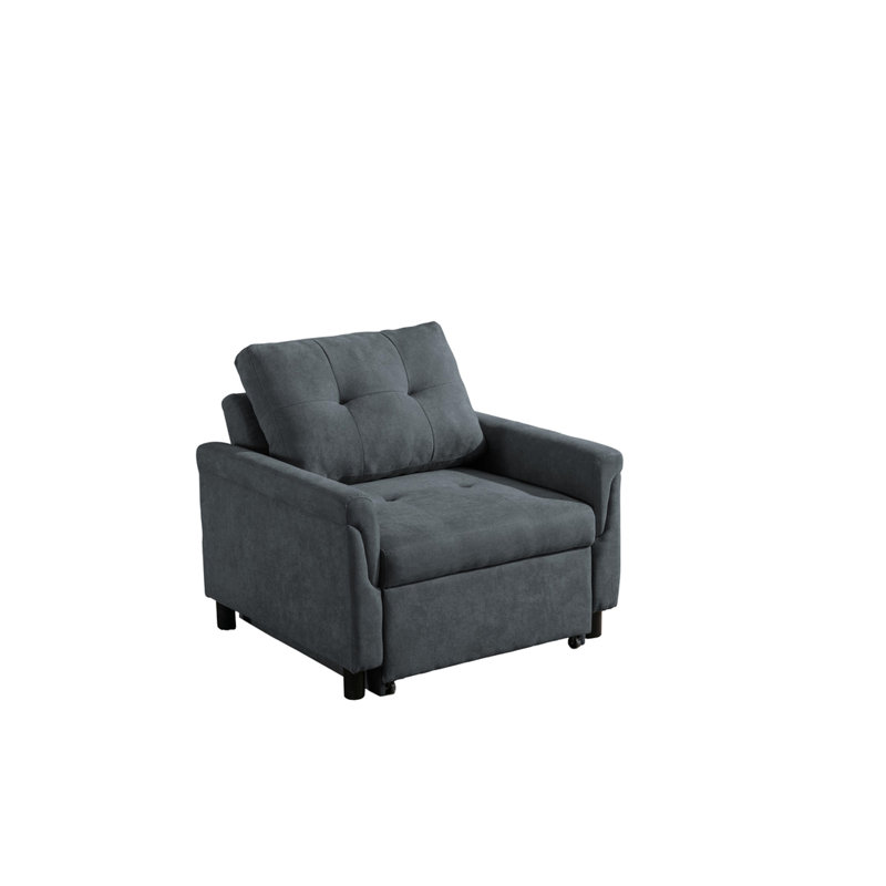Fauteuil convertible 35 po gris foncé, lit avec sièges rembourrés en mousse et ressorts ensachés
