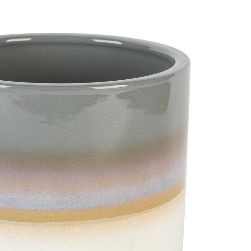 Ceramic Pot Planter, 17.5cm H x 18cm W x 18cm D, Grey