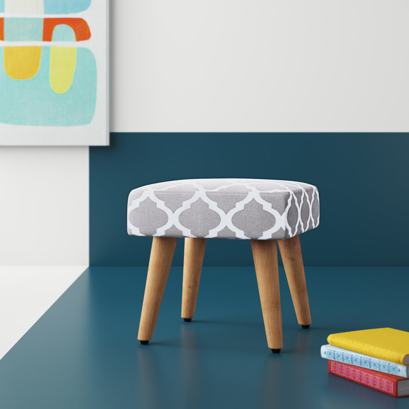 Casias 35cm Wide Square Geometric Standard Ottoman, Grey