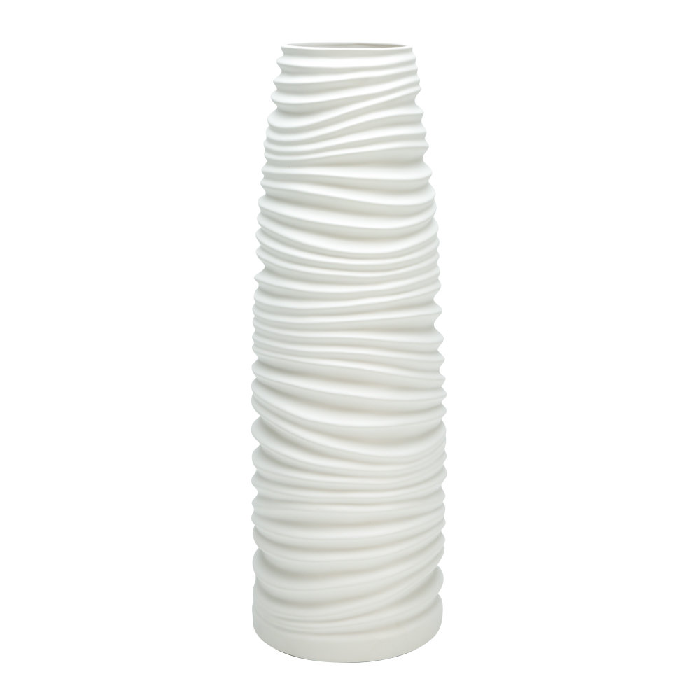 Ceramic / Porcelain Floor Vase Wrought Studio™ Color: White Size: Medium (20" H x 6.5" W x 6.5" D)