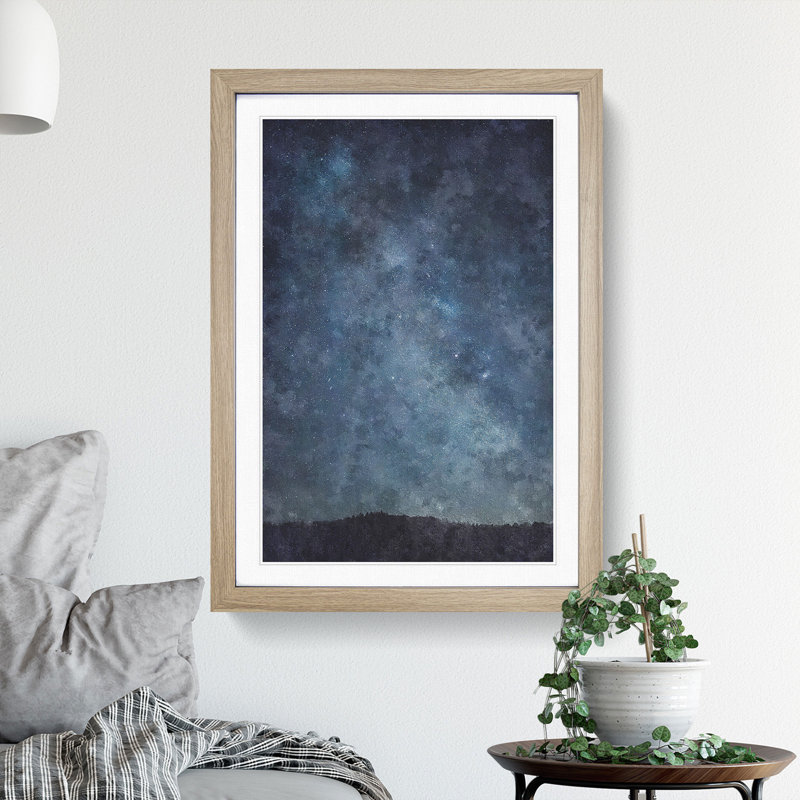 Starry Sky Painting - Framed Print, Oak Framed, 63cm H x 45cm W x 2cm D