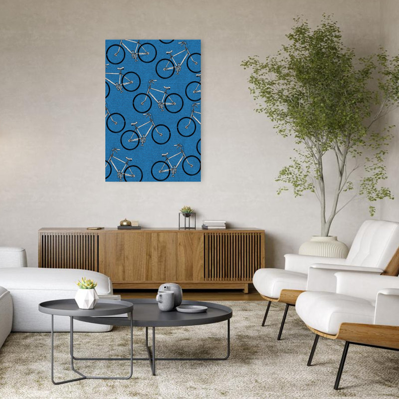 Impression d'art mural rétro bleu rétro, 48" H x 32" W