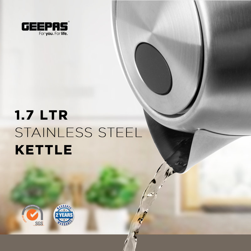 Geepas 1.7L Stainless Steel Electric Tea Kettle