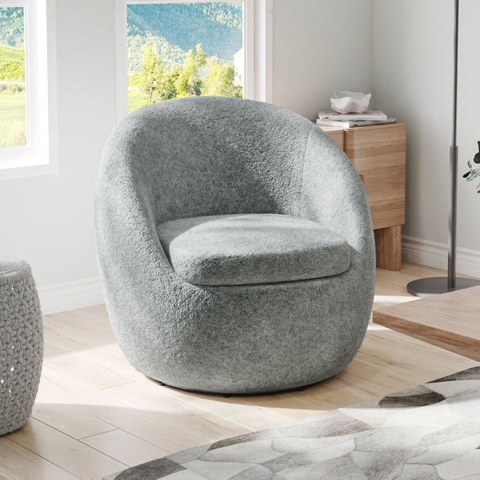 Wrought Studio Jaysaun Upholstered Swivel Barrel Chair & Reviews | Wayfair