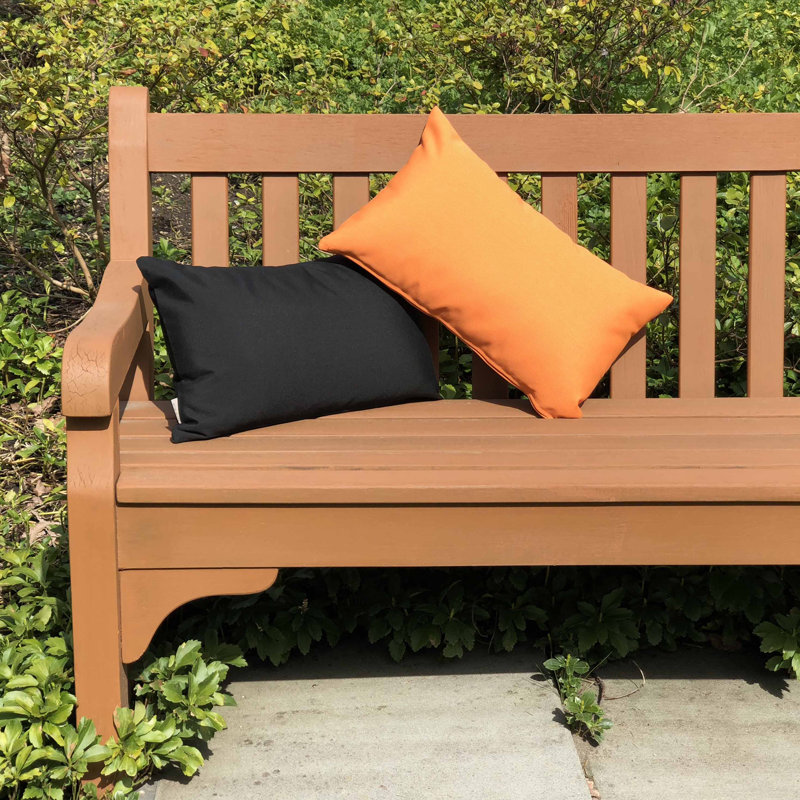 Sunbrella Fabric Solid Color Indoor/Outdoor Patio Garden Polyester Filled Lumbar Throw Pillows, Tangerine Orange