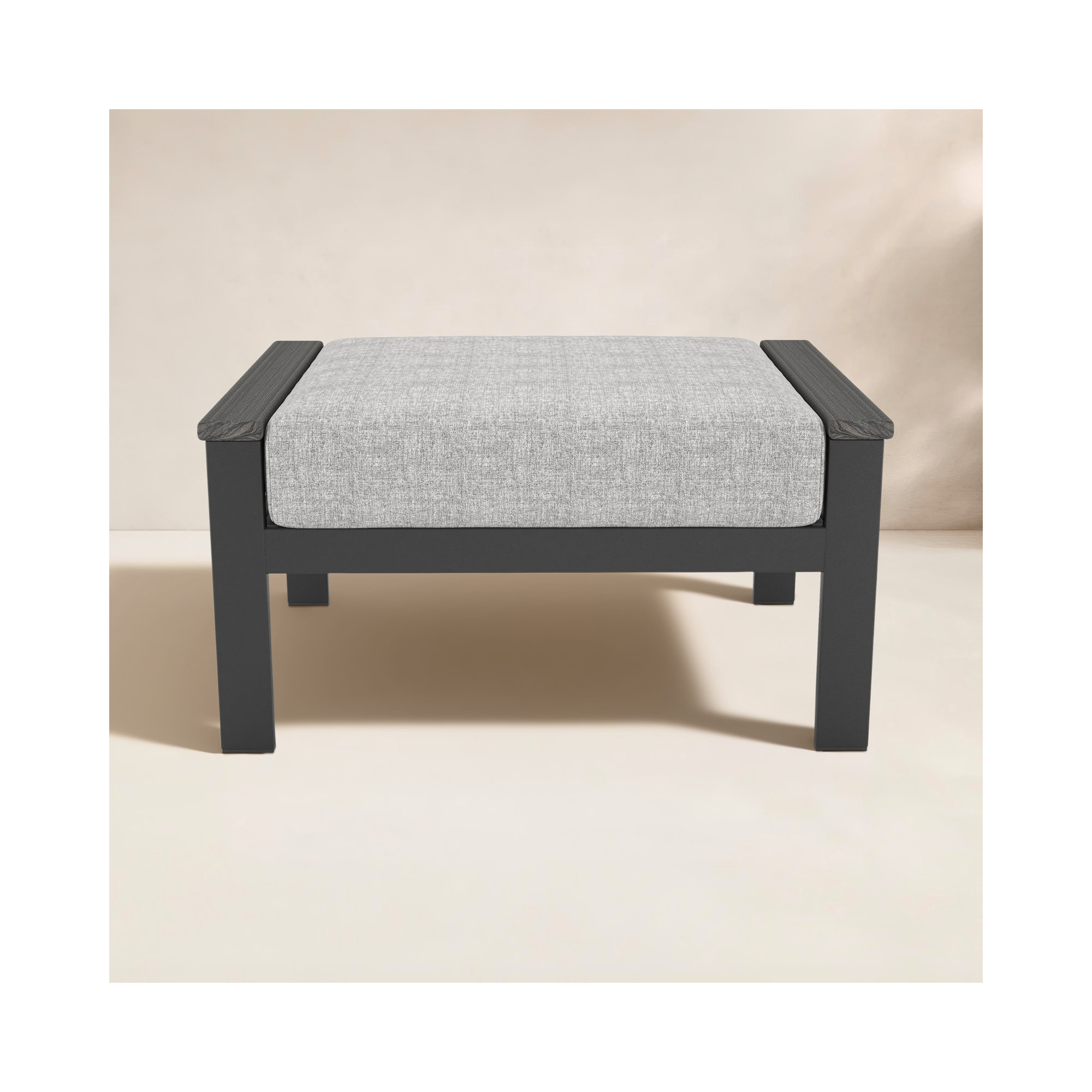 Townsend Outdoor Ottoman with Sunbrella Cushions, Canvas Granite Sunbrella® Canvas