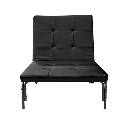 Fauteuil futon pliable au fini noir avec structure ajustable, coussin rembourré en polyuréthane, structure en métal et roulettes, capacité de charge de 220 lb, dimensions l 37 po x P 28 po x H 75 po, lit 75 po x H 11 po