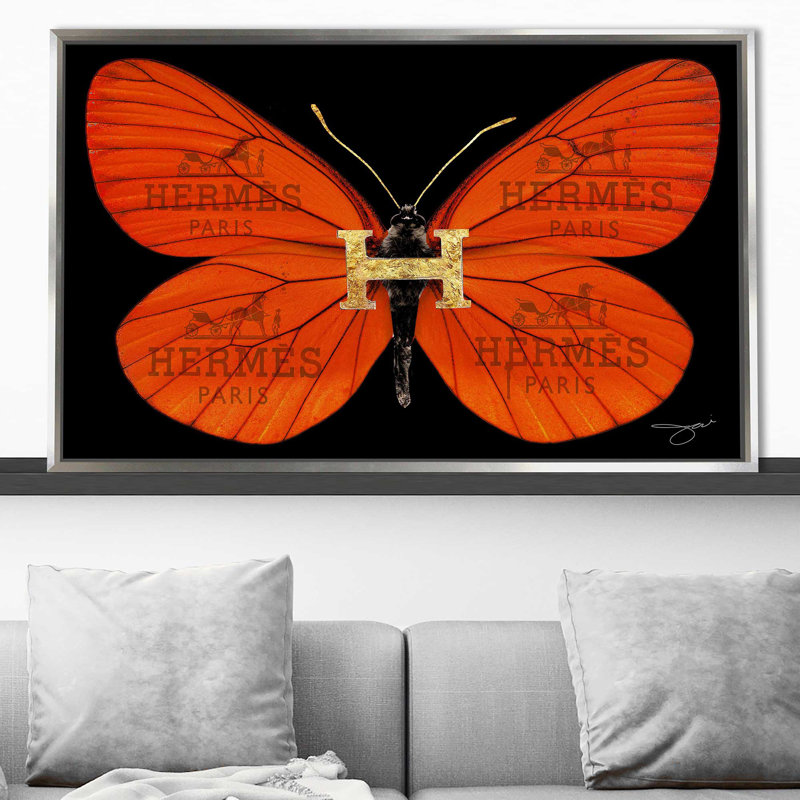 «Hermes Butterfly (Horizontal)» par Jodi - impression, Cadre flottant argent, H 39,5 po x l 63,5 po x P 2 po