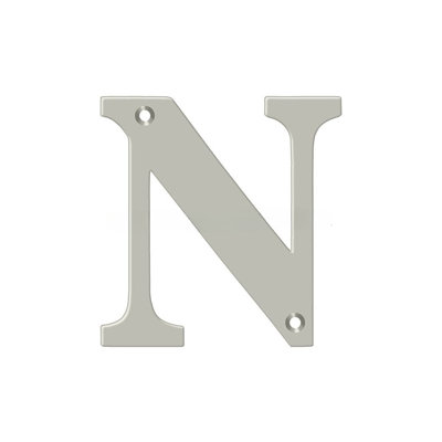 Lettre résidentielle Deltana RL4N-15, hauteur 4 po, lettre N, nickel brossé