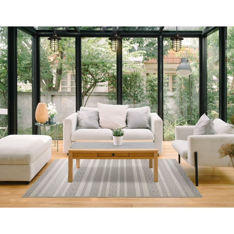 Leick Home Everald Multi-Pattern Indoor Outdoor Area Rug Rectangle, Rectangle 5'3" x 7'