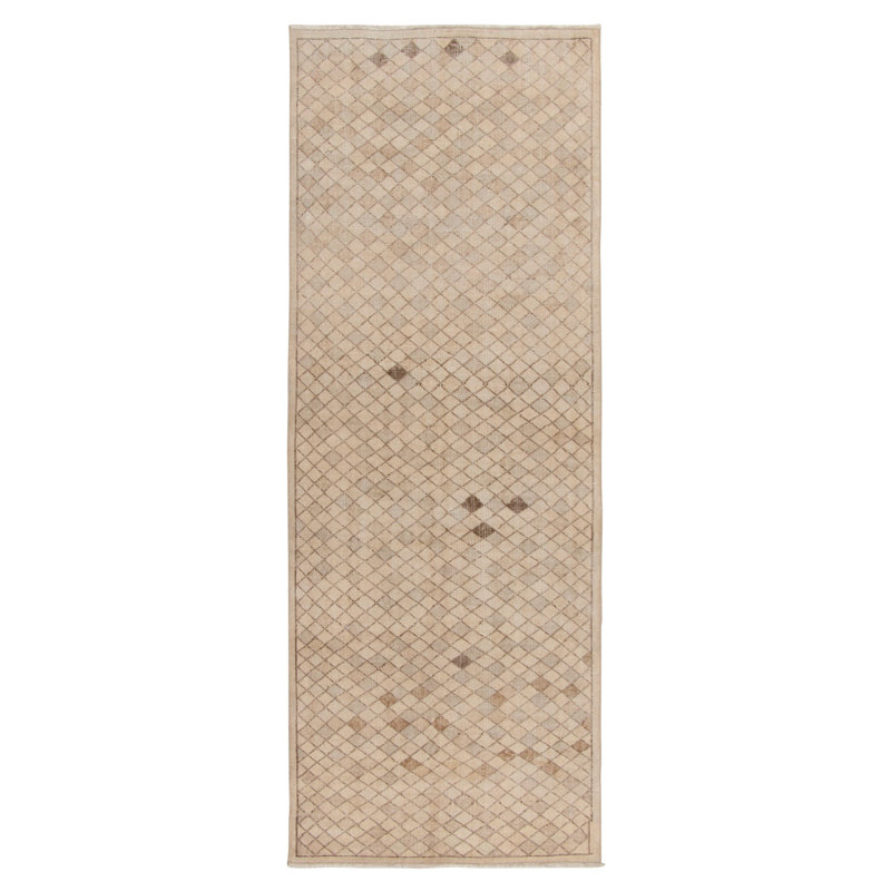 Pasha Wool Geometric Area Rug in Beige/Brown