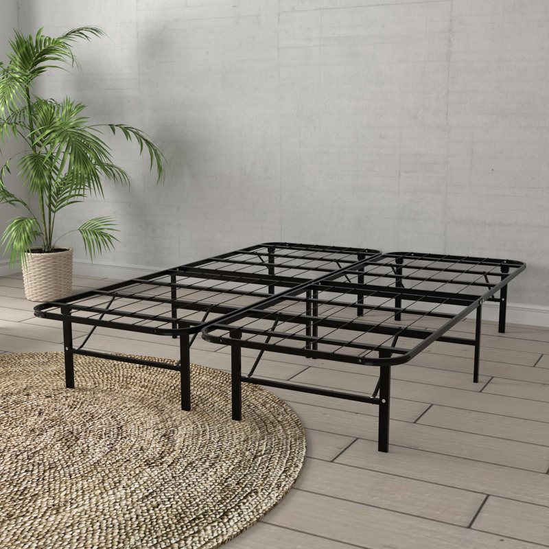 Très grand lit plateforme en acier noir - conception, installation d'outils, rangement facile sous le lit, support de 2 000 livres, convient à tous les matelas