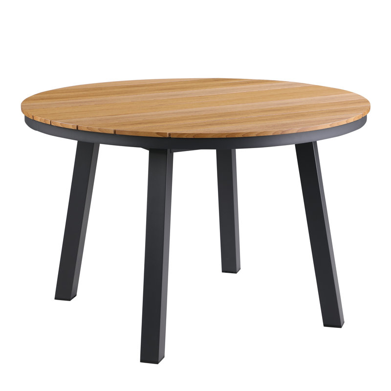 Table de salle à manger d'extérieur Khurum, PEHD aspect teck