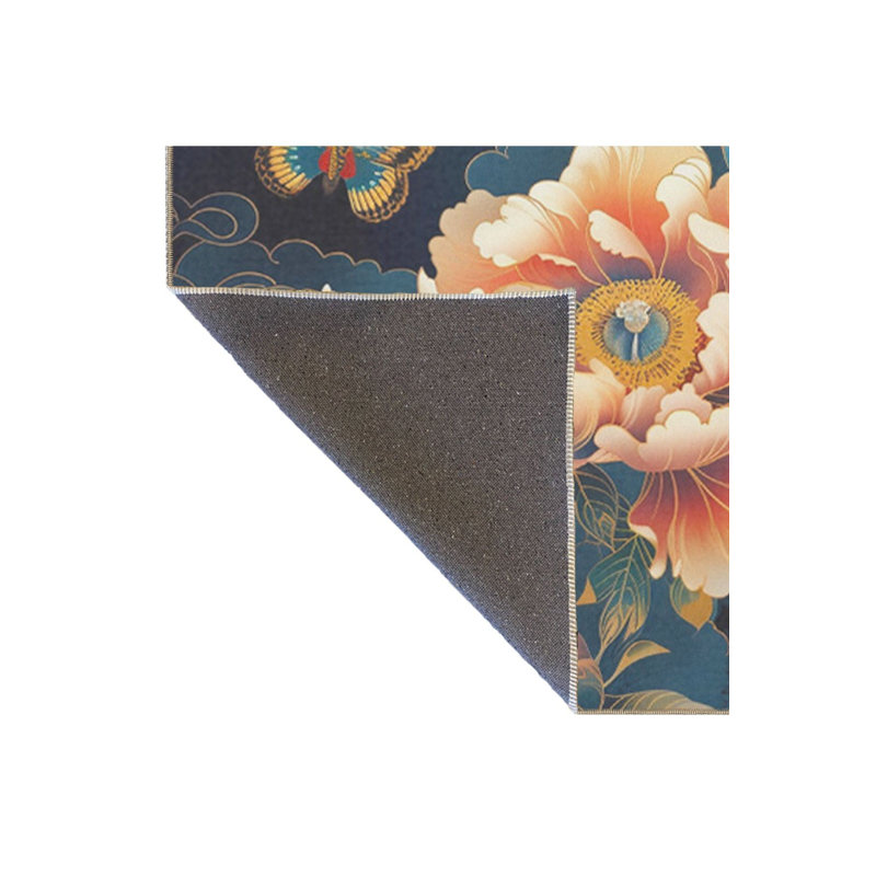 Tapis tissé à motif floral lavable, Sous-tapis rectangulaire de 3 pi 3 po x 4 pi 11 po