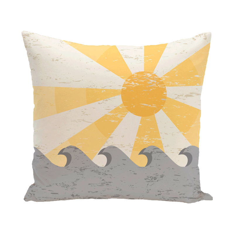 Surf, Sand, & Sea Sunbeams Geometric Pillow Cover & Insert, Yellow, 20" H x 20" W