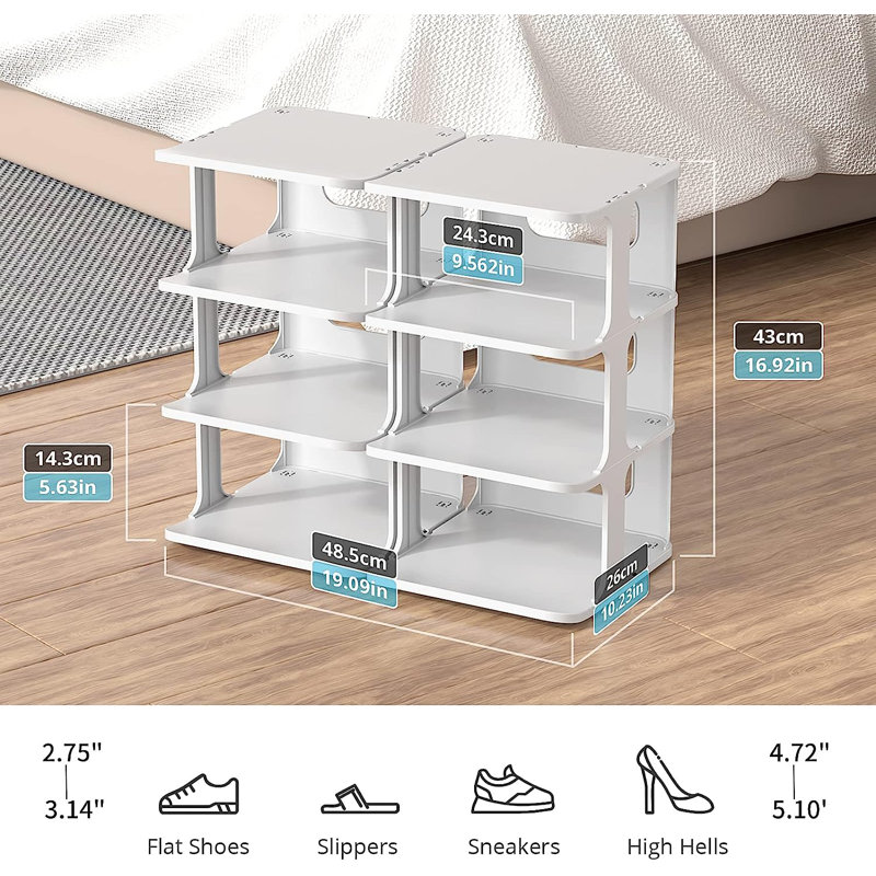 12 Pair Shoe Rack, Gray