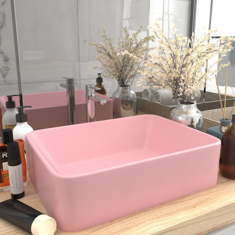 Metro Lane Kratz 300mm L x 410mm W Ceramic Rectangular Sink, Pink