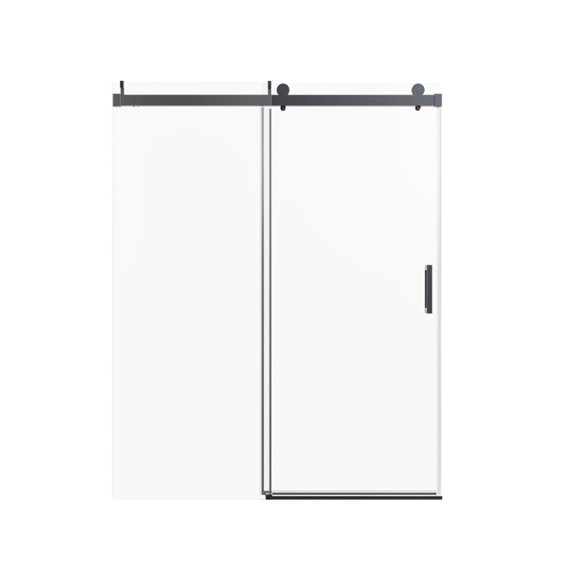 Frameless Single Sliding Soft Close Shower Door, Black