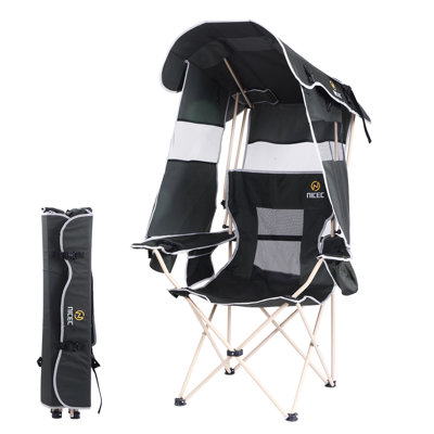Portable Camping Chair with Detachable Canopy, Mesh Fabric, Side Pocket & Cupholder (1 PC)