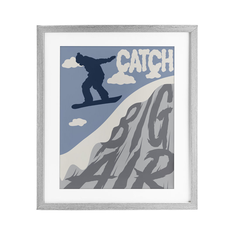 «Catch Big Air», reproduction sous verre encadrée, design par Marcus Prime, H 16 po x l 13 po, Cadre de ferme gris