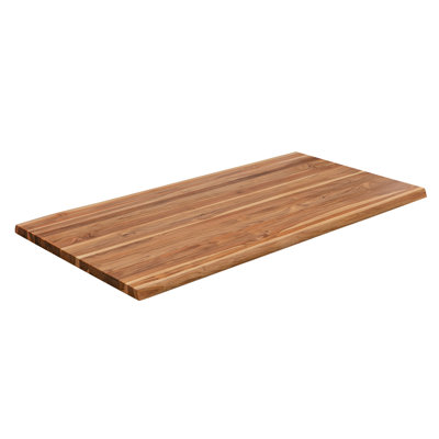 Plateau de boucher en teck fini UV avec double rebord pour comptoir, îlot, bureau ou établi
