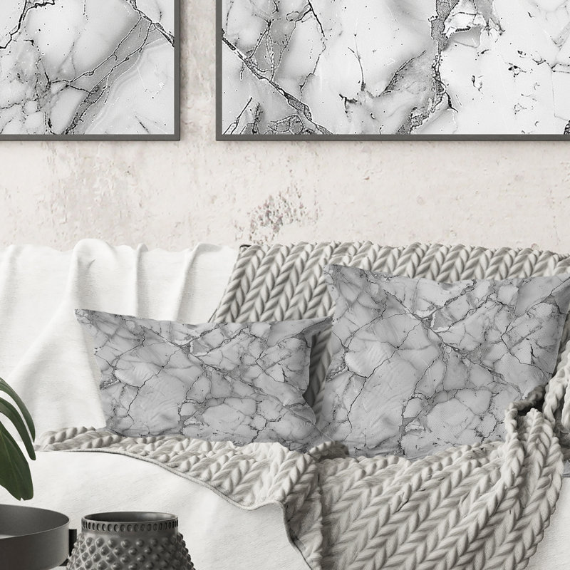 Marbre gris I - coussin décoratif traditionnel, H 18 po x l 18 po