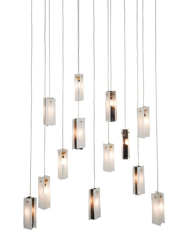 Suspension rectangulaire en grappe 13 lumières, Noir, H 72 po x l 26 po x P 12 po, 13