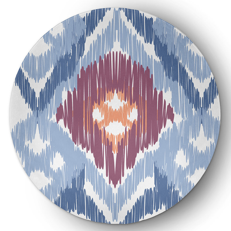 Chenille Ikat Indoor Rug, Round 5'