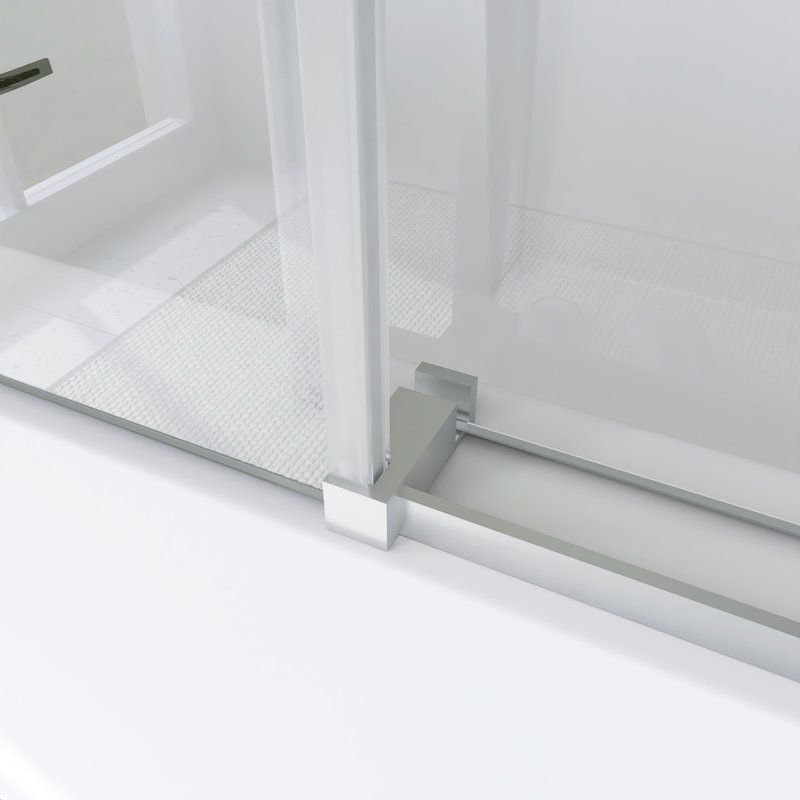 56-60" W × 60" H Single Sliding Semi-Frameless Tub Door, Brushed Nickel