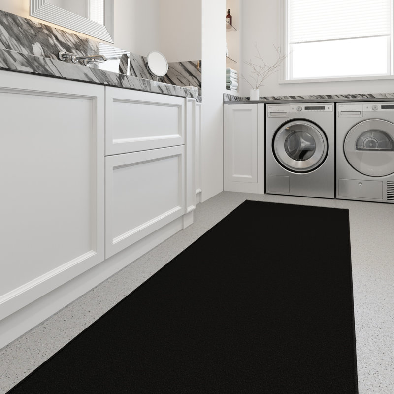 Indoor 2 ft. 7 in. x 11 ft. Black Non-Slip Hallway Runner Rugs For High Traffic, Pathways, Entrances, Runner 2'7" x 11'
