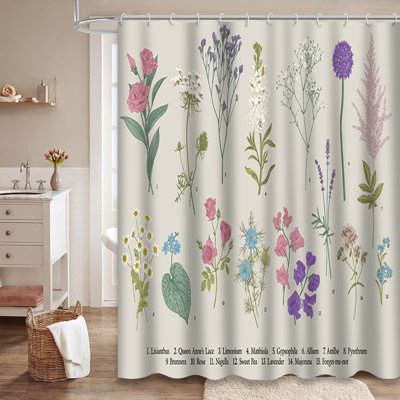 Rideau de douche avec 12 crochets Flower Garden