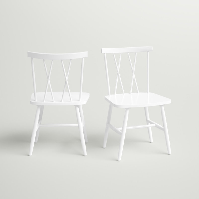 Chaise d'appoint en bois massif Jordyn, Blanc