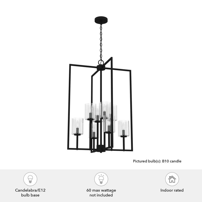 Kerrison 8 - Light Geometric Large Foyer Pendant, Black