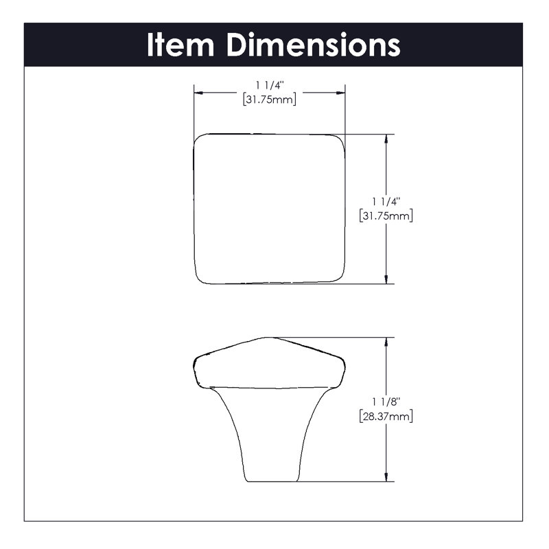 Carbonite 1 1/4" Length Square Knob Multipack