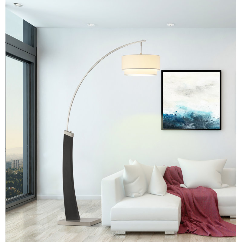 81'' Satin Nickel Black Arched Floor Lamp with Dimmer