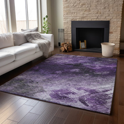 Premium Machine Washable Cerrito AMF590 Purple Rug