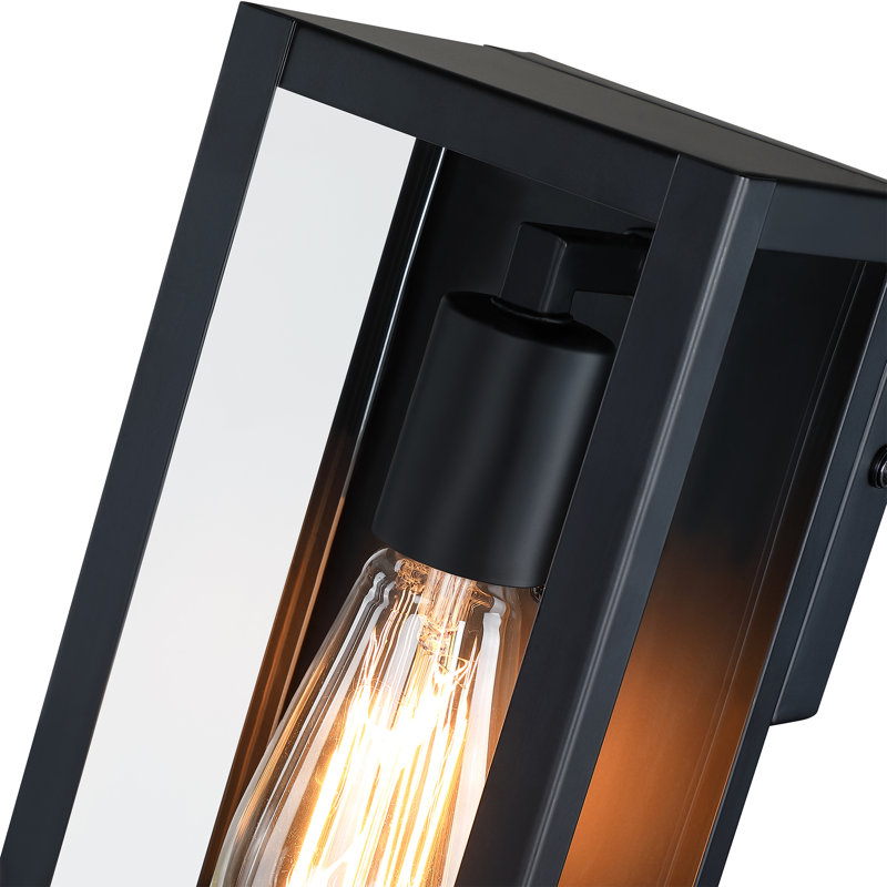 1-Light Outdoor Wall Light with Matte Black Finish, 13" H x 5" W x5" D