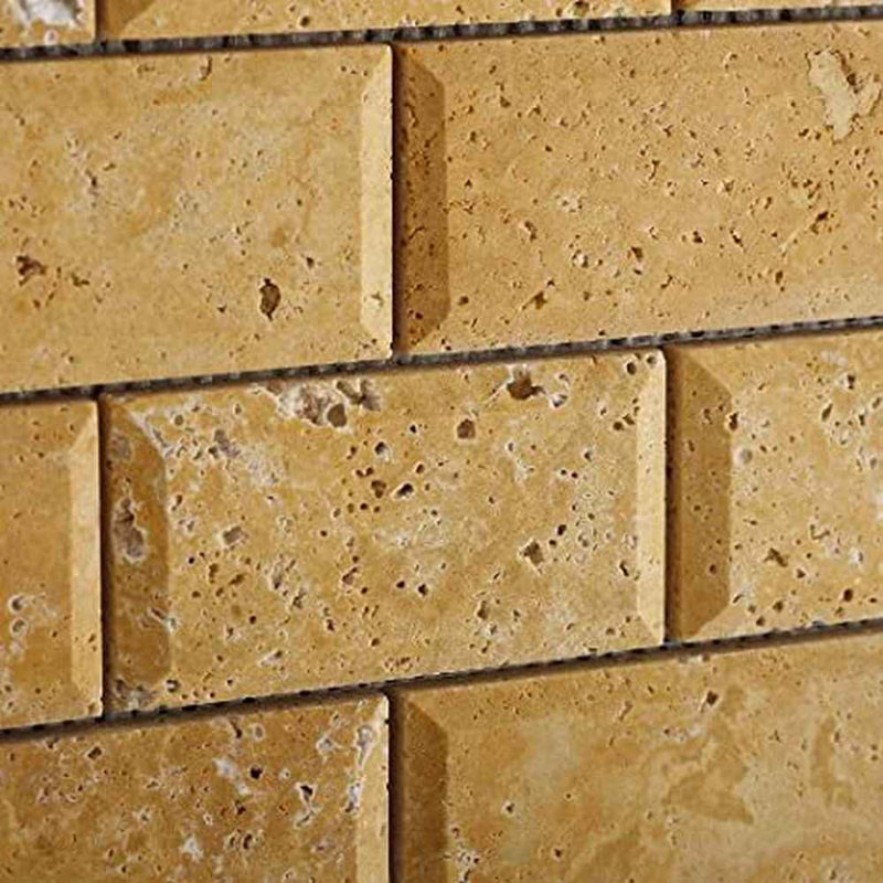 Sienna Beveled Travertine Brick Joint Mosaic Wall & Floor Tile