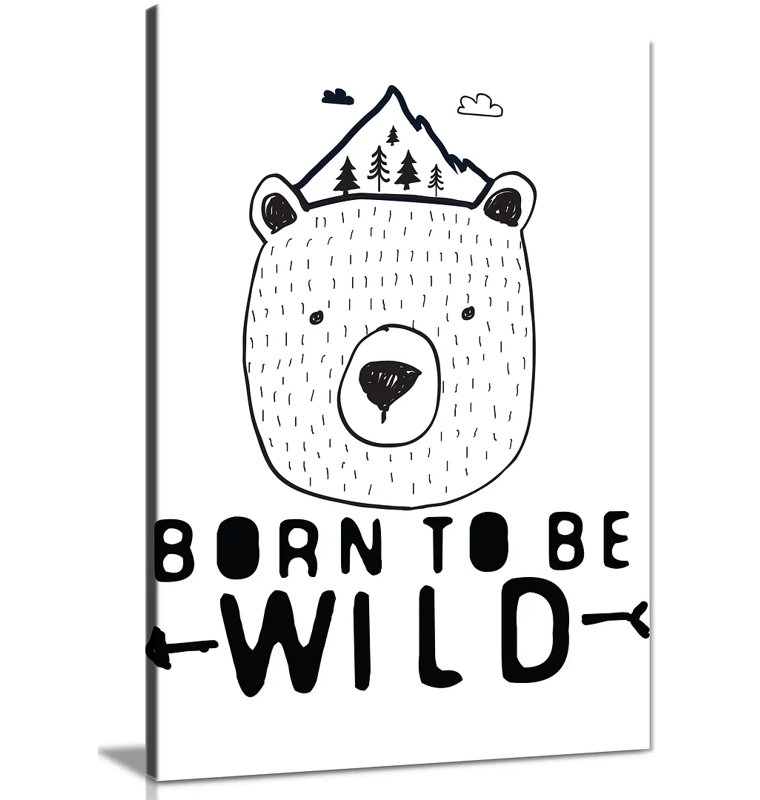Born To Be Wild Bear - Wrapped Canvas Print, 91cm H x 61cm W