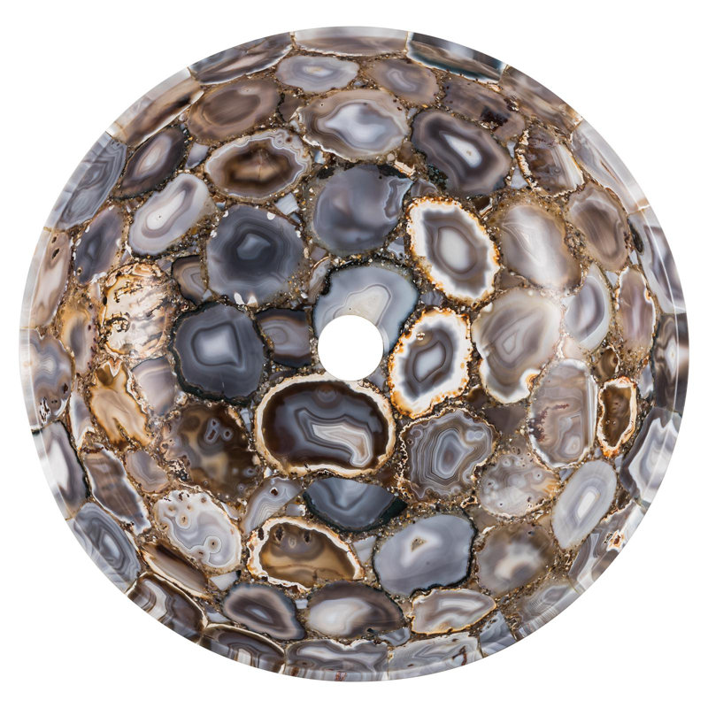 World Menagerie Kamp 490mm L x 490mm W Stone Circular Sink, Brown
