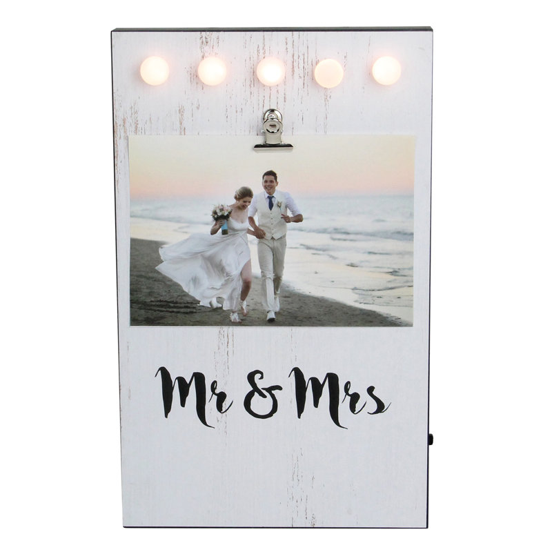 Cadre à photo Mr & Mrs avec attache del 4 po X 6 po