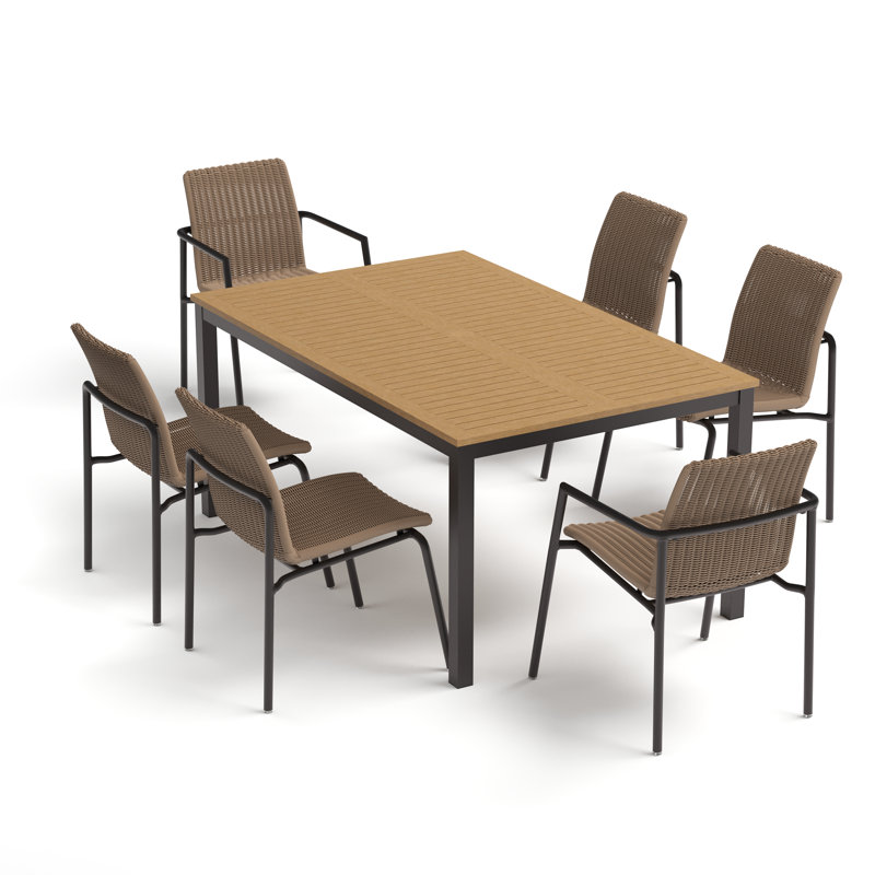 Ensemble de table de salle à manger, de fauteuils et de chaises d'appoint rectangulaires 63 po Orso, Carbone / Noir / Brun