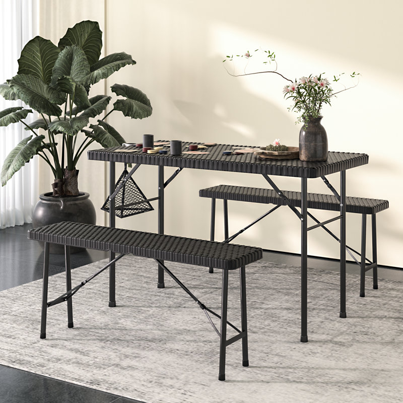 Bevilacqua Ebern Designs 47.24'' Black Foldable Poker Table