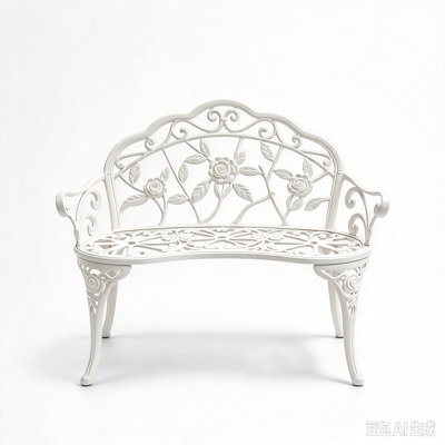 Rose Pattern Cast Aluminum Garden Bench, 2-Seater Vintage Patio Garden Bench With Floral Scrollwork, Vintage Patio Furniture for Backyard, Porch, Garden