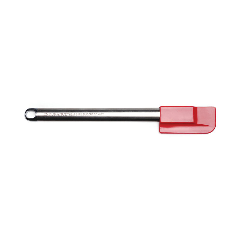Red Silicone Spatula with Stainless Steel Handle, 10 Inch