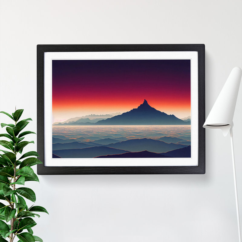 Cosmopolitan Mountain Sunset - Single Picture Frame Print, Black Framed, 46cm H x 64cm W x 2cm D