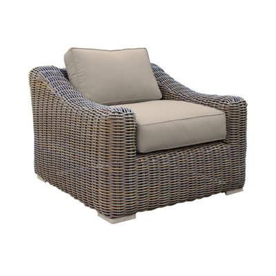 Alger Wicker And Acacia Outdoor Chair In Taupe And Brown