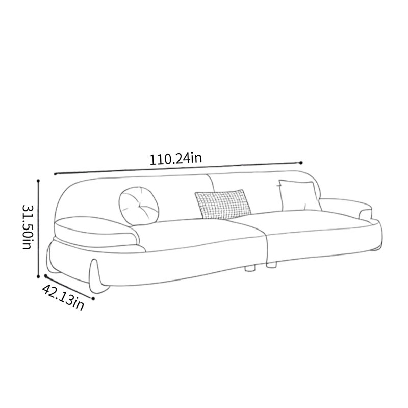 Canapé simple blanc cassé de style crème, H 31,5 po x l 110,24 po x P 42,13 po, 4