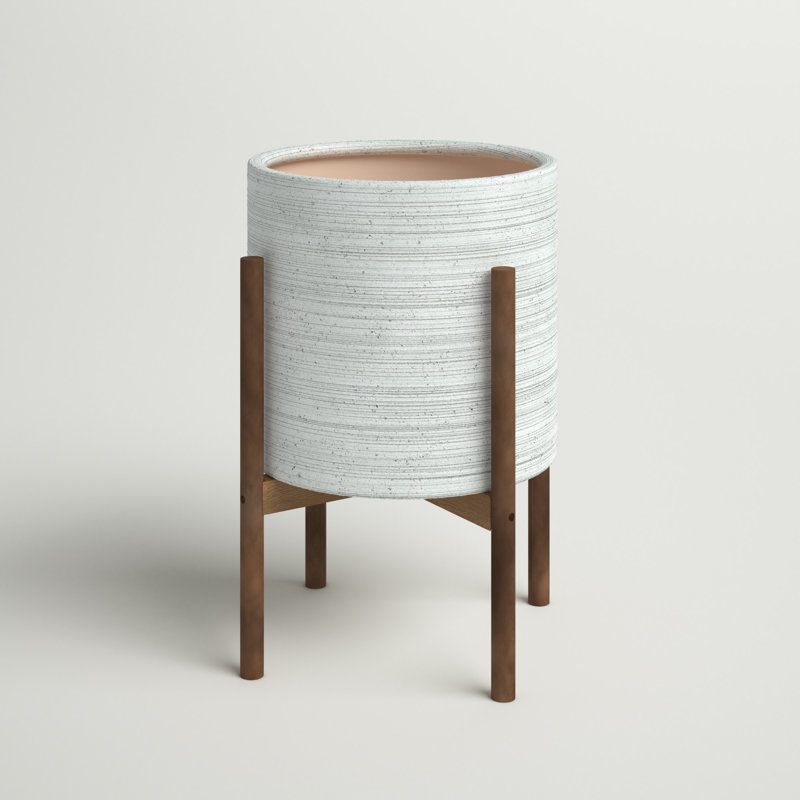 Valence Handmade Pot Planter, Grey/Dark Walnut