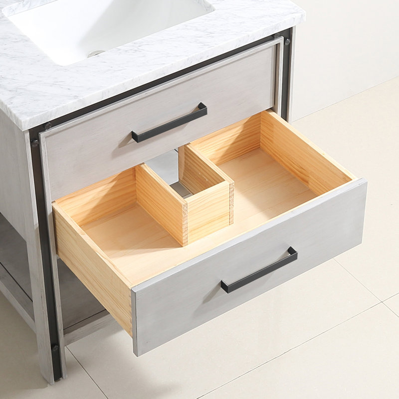 Ensemble de meuble-lavabo simple 31 po Vaishnavi, Gris pierre